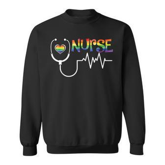 Nurse Rainbow Flag Lgbt Lgbtq Gay Lesbian Bi Pride Ally Sweatshirt | Mazezy