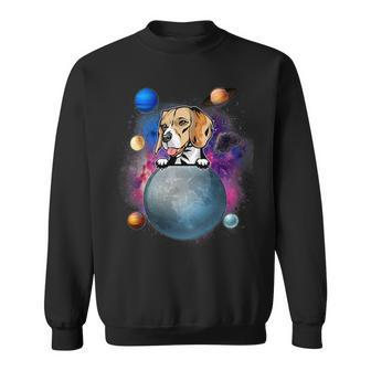 On The Moon Galaxy Funny Puppy Spcae Dog Lover 211 Beagle Dog Sweatshirt - Seseable