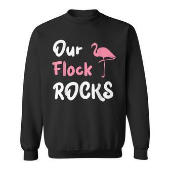 Our Flock Rocks Flamingo Funny Vacation Family Mothers Day Sweatshirt - Thegiftio UK