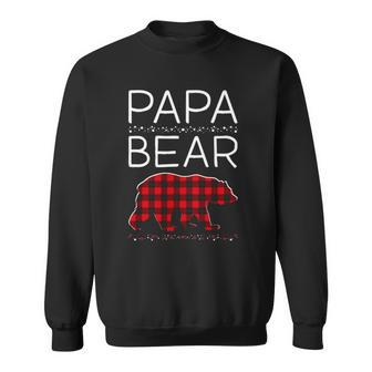 Papa Bear Christmas Pajamas Matching Family Plaid Men Sweatshirt | Mazezy