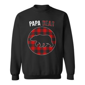 Papa Bear Red Plaid Matching Family Christmas Pajamas Sweatshirt - Thegiftio UK