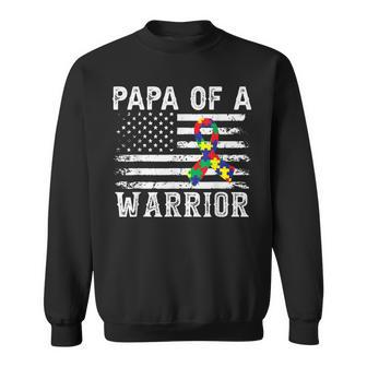 Papa Of A Warrior Autism Awareness For Mom Dad Kids Youth Sweatshirt - Seseable