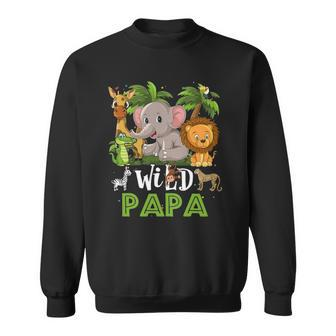 Papa Of The Wild Zoo Birthday Safari Jungle Animal Funny Sweatshirt - Thegiftio UK