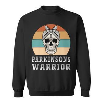 Parkinsons Warrior Skull Women Vintage Grey Ribbon Parkinsons Parkinsons Awareness Sweatshirt - Monsterry CA