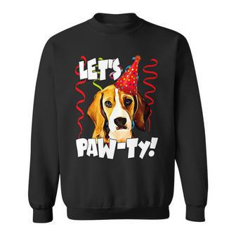 Party Lets Pawty 8 Beagle Dog Sweatshirt - Seseable