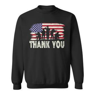 Patriotic American Flag Thank You For Men Women Kid Girl Boy Sweatshirt - Seseable
