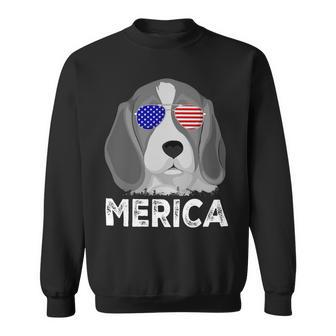 Patriotic American Usa Flag Funny Merica Beagle 54 Beagle Dog Sweatshirt - Seseable
