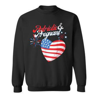 Patriotic And Pregnant 4Th Of July Pregnancy Announcement Sweatshirt - Seseable