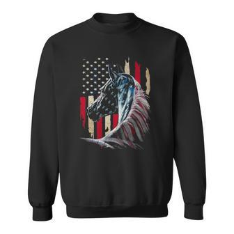 Patriotic Horse American Flag Horse Vintage Sweatshirt | Mazezy