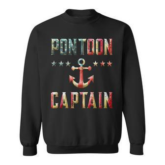 Patriotic Pontoon Captain Vintage Us Flag July 4Th Boating Sweatshirt - Seseable
