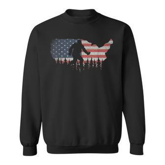 Patriotic Yeti Us Flag Sasquatch Cryptozoology Gift Bigfoot Sweatshirt - Thegiftio UK