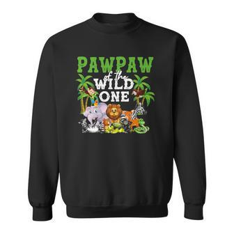 Pawpaw Of The Wild One Zoo Birthday Safari Jungle Animal Sweatshirt - Thegiftio UK