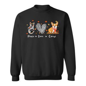 Peace Love Corgi Funny Corgi Dog Lover Pumpkin Fall Season Sweatshirt - Monsterry DE