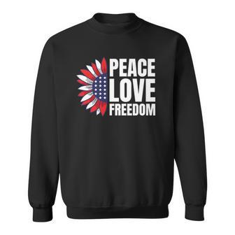 Peace Love Freedom America Usa Flag Sunflower Sweatshirt