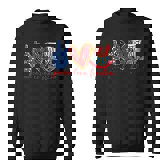 Peace Love Freedom American Flag Patriotic 4Th Of July Sweatshirt | Seseable FR