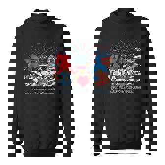Peace Love Freedom Fireworks Gnomes 4Th Of July America Sweatshirt - Seseable