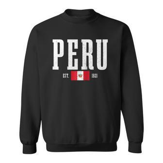 Peru Est 1821 Peruvian Flag Roots Pride Vintage Peru Raglan Baseball Tee Sweatshirt - Thegiftio UK
