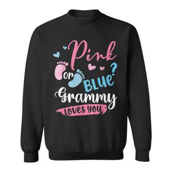 Pink Or Blue Grammy Loves You Baby Gender Reveal Sweatshirt - Seseable