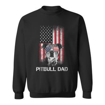 Pitbull American Flag 4Th Of July Pitbull Dad Dog Lover Sweatshirt - Seseable