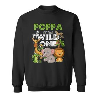 Poppa Of The Wild One Zoo Birthday Safari Jungle Animal Sweatshirt - Thegiftio UK