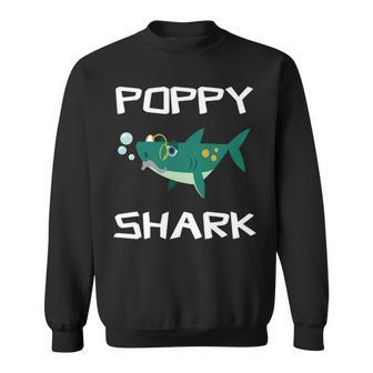 Poppy Grandpa Gift Poppy Shark Sweatshirt - Seseable