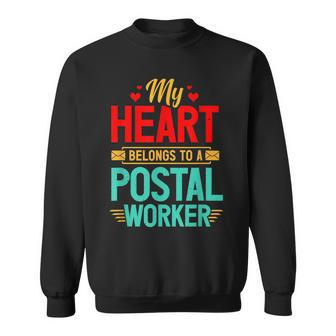 Postal Worker Heart Belongs Mailman Wife Post Mail Carrier Sweatshirt - Thegiftio UK