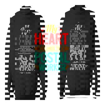 Postal Worker Heart Belongs Mailman Wife Post Mail Carrier Sweatshirt - Thegiftio