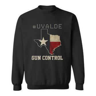 Pray For Texas Uvalde Strong Gun Control Now Texan Flag Map Sweatshirt | Mazezy