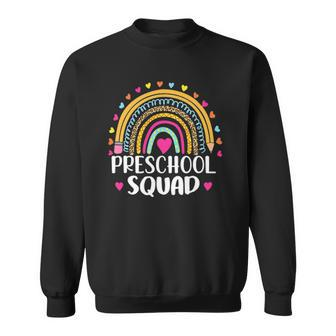 Pre K Squad Preschool Squad Teacher Funny Leopard Rainbow Sweatshirt | Mazezy