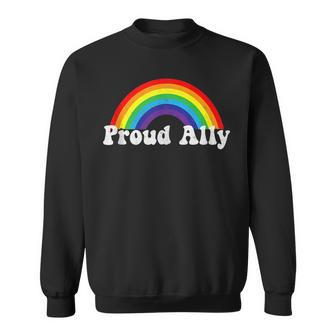Proud Ally Pride Gay Lgbt Day Month Parade Rainbow Sweatshirt - Thegiftio UK