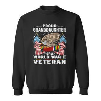 Proud Granddaughter Of A World War 2 Veteran Army Vet Family Sweatshirt - Thegiftio UK