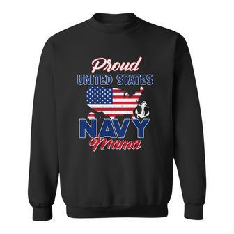 Proud Navy Mama Us Flag Family Army Military Sweatshirt | Mazezy