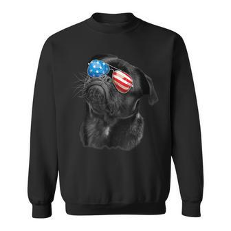 Pug 4Th Of July Dog Mom Dog Dad Usa Flag Funny Black Pug Sweatshirt - Seseable