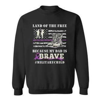 Purple Up Military Kids Land Of The Free Usa Flag Sweatshirt