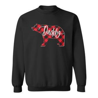 Red Buffalo Plaid Daddy Bear Matching Family Christmas Pj Sweatshirt | Mazezy