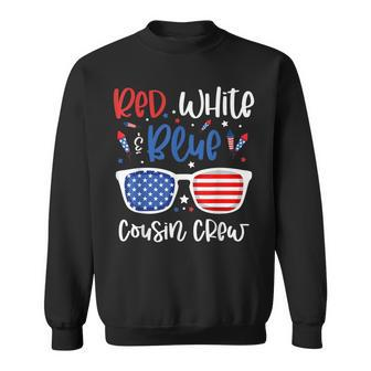 Red White & Blue Cousin Crew 4Th Of July Kids Usa Sunglasses Sweatshirt - Seseable