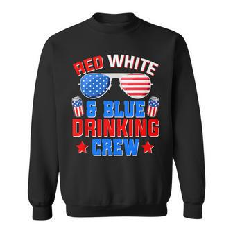 Red White And Blue Drinking Crew 4Th Of July Sunglasses Sweatshirt - Seseable