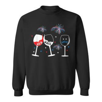 Red White And Blue Funny Wine Glass For 4Th Of July Sweatshirt - Seseable