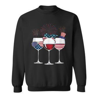Red White And Blue Wine Glass 4Th Of July Sweatshirt - Seseable