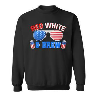 Red White And Brew 4Th Of July Funny Drinking Sunglasses Sweatshirt - Seseable