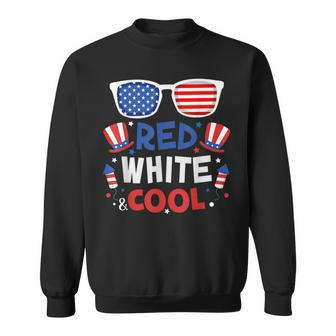 Red White And Cool Sunglasses 4Th Of July Toddler Boys Girls Sweatshirt - Seseable