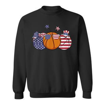 Red White Blue Basketball Lover Patriotic 4Th Of July Gifts Sweatshirt - Seseable