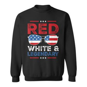 Red White Legendary Papa Father Son Matching 4Th Of July Dad Sweatshirt - Seseable
