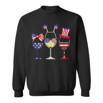 Red Wine And Blue 4Th Of July Red White Blue Wine Glasses Sweatshirt - Seseable