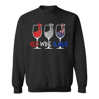 Red Wine & Blue 4Th Of July Wine Red White Blue Wine Glasses V7 Sweatshirt - Seseable
