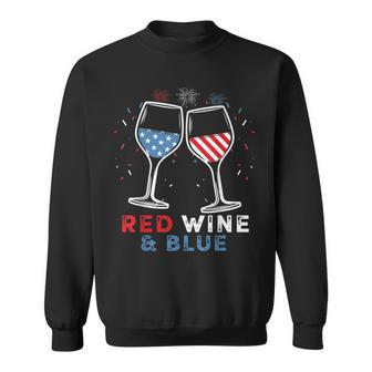 Red Wine And Blue Funny 4Th Of July Wine Lover Patriotic Sweatshirt - Seseable
