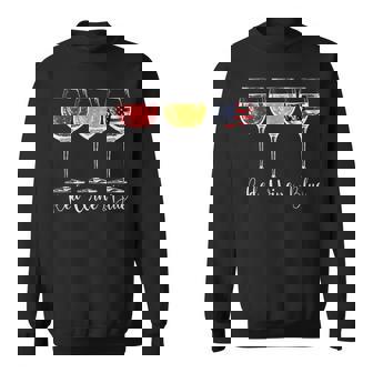 Red Wine And Blue Glasses Usa Us United States Flag Party Sweatshirt - Thegiftio UK