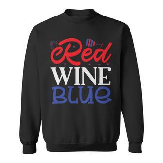 Red Wine Blue 4Th Of July Wine Red White Blue Wine Glasses V2 Sweatshirt | Favorety AU