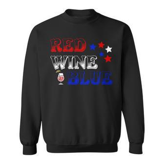 Red Wine Blue 4Th Of July Wine Red White Blue Wine Glasses V3 Sweatshirt | Favorety