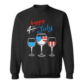 Red Wine Blue 4Th Of July Wine Red White Blue Wine Glasses V4 Sweatshirt | Favorety UK